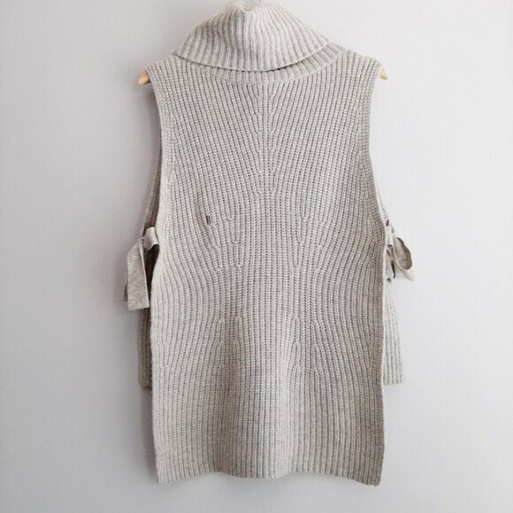 KIT & ACE / Wool Cashmere Open Sides Sleeveless Turtleneck Top ONE SIZE - Picture 6 of 11